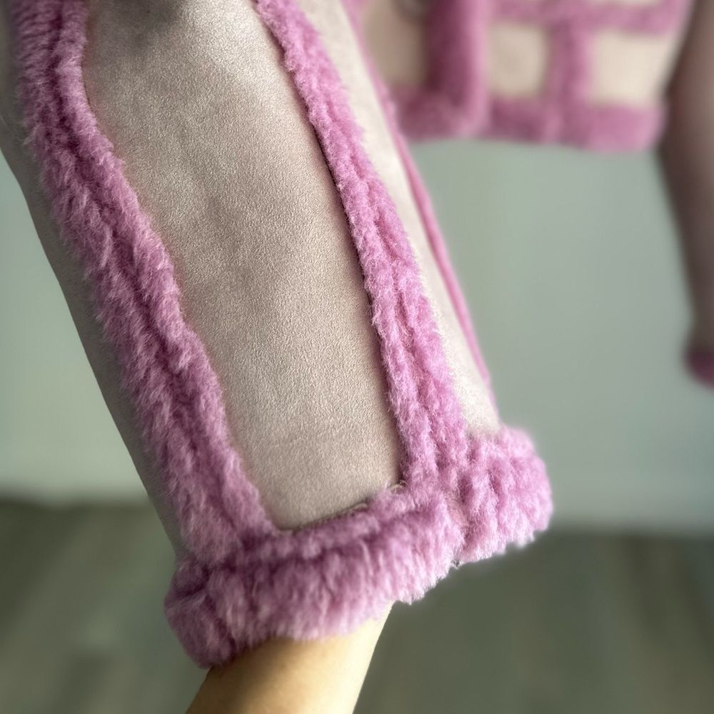 Revolve Berlin OW Collection Faux Shearling Pink Pastel Jacket Large - Picture 9 of 12